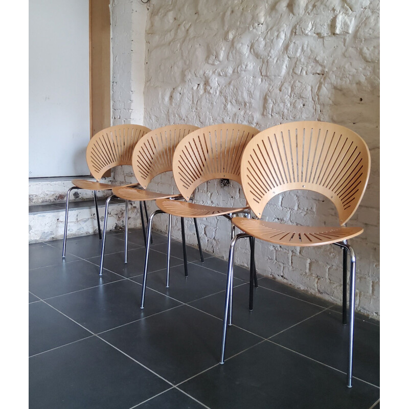Set van 4 vintage Deense houten stoelen van Nanna Ditzel voor Fredericia Stolefabrik, 1993