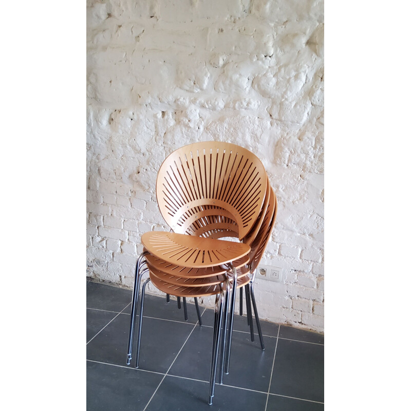 Conjunto de 4 cadeiras de madeira dinamarquesas vintage da Nanna Ditzel para Fredericia Stolefabrik, 1993