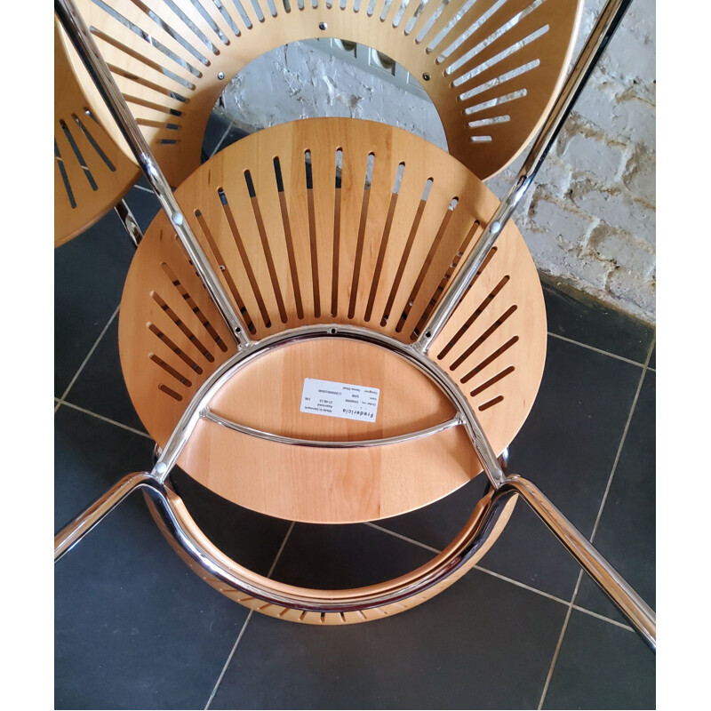 Juego de 4 sillas de madera danesas vintage de Nanna Ditzel para Fredericia Stolefabrik, 1993