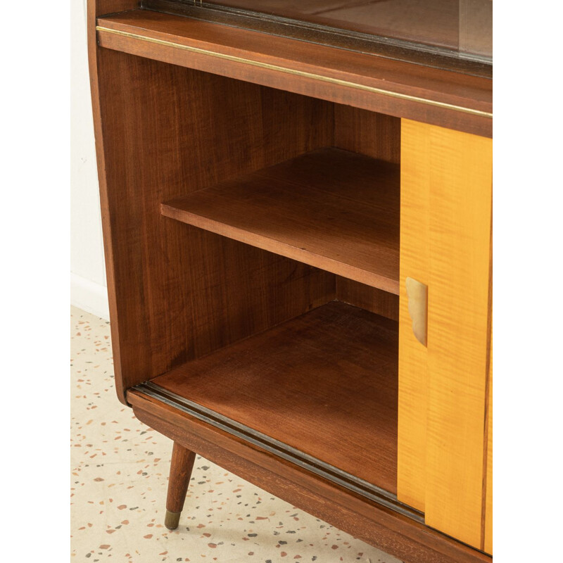 Vintage walnut veneer display cabinet, 1950s