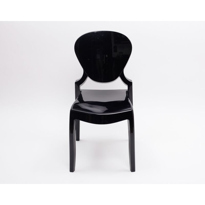 Ensemble de 4 chaises noires vintage en polycarbonate par Queen de Claudio Dondoli et Marco Pocci