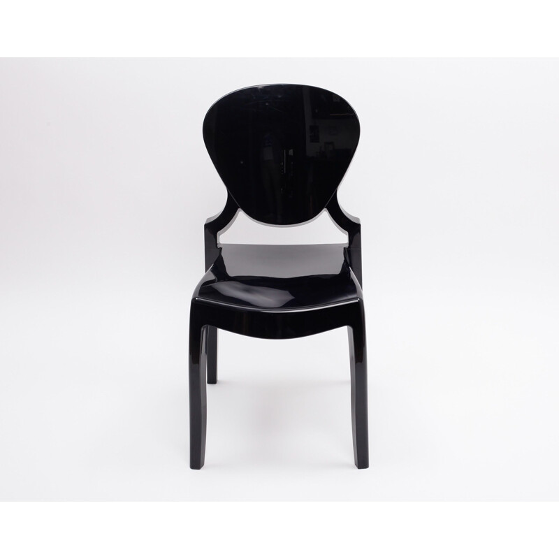 Juego de 4 sillas vintage de policarbonato negro de Queen por Claudio Dondoli y Marco Pocci