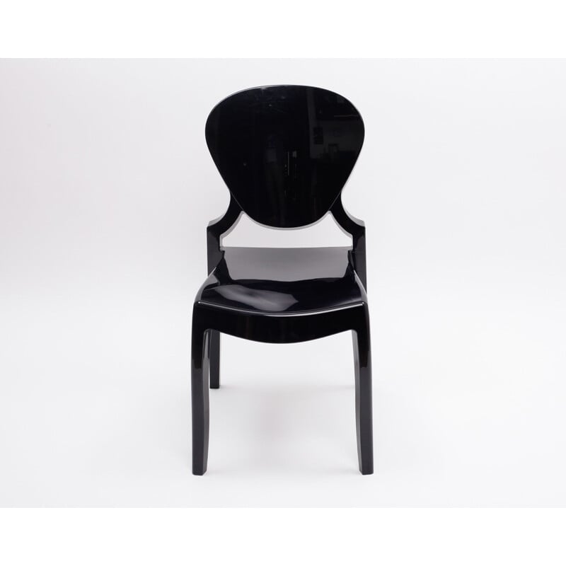 Set di 4 sedie vintage in policarbonato nero Queen di Claudio Dondoli e Marco Pocci