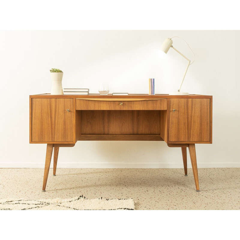 Vintage walnut veneer Scandinavian desk, Germany 1950s