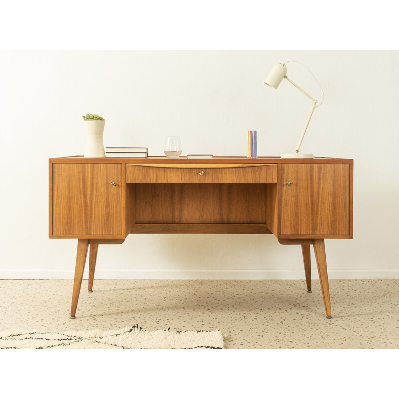 Vintage walnut veneer Scandinavian desk, Germany 1950s