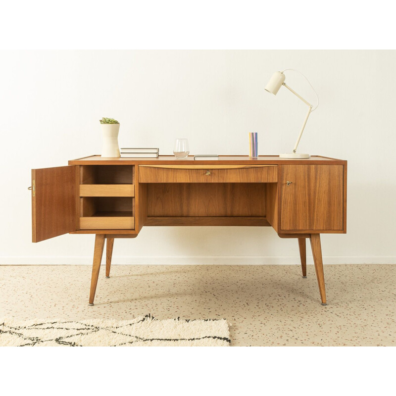 Bureau scandinave vintage en placage de noyer, Allemagne 1950