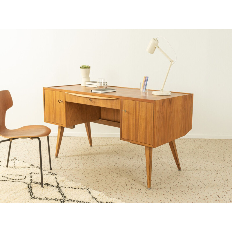 Bureau scandinave vintage en placage de noyer, Allemagne 1950