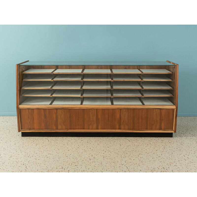 Vintage walnut veneer display cabinet, Germany 1950s