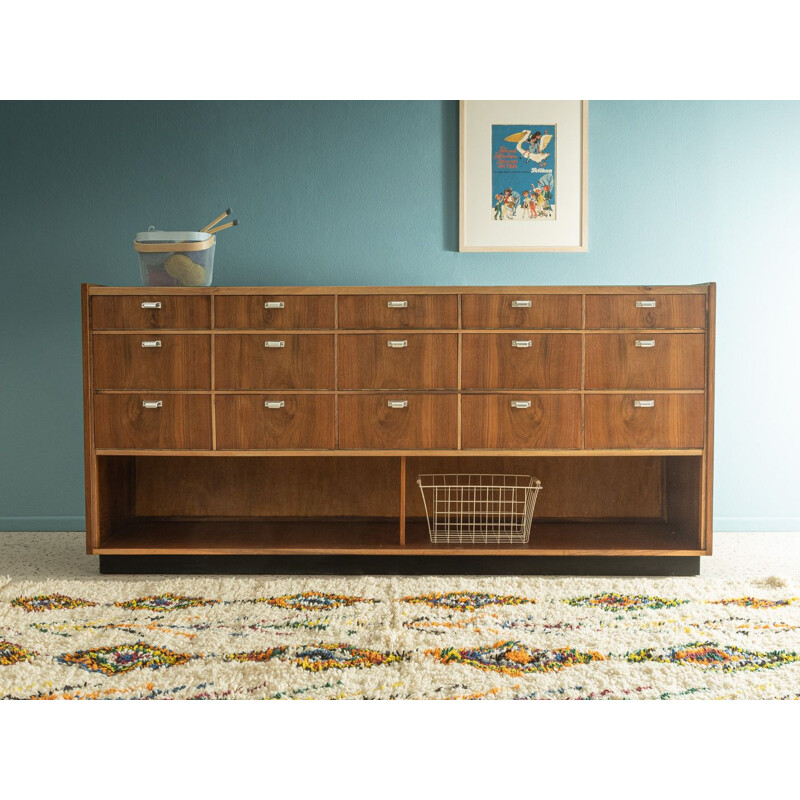 Vintage walnut veneer display cabinet, Germany 1950s