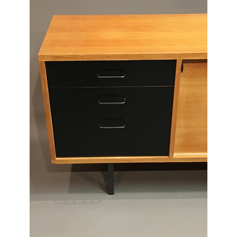 Mid-century sideboard in oak and metal - 1950s