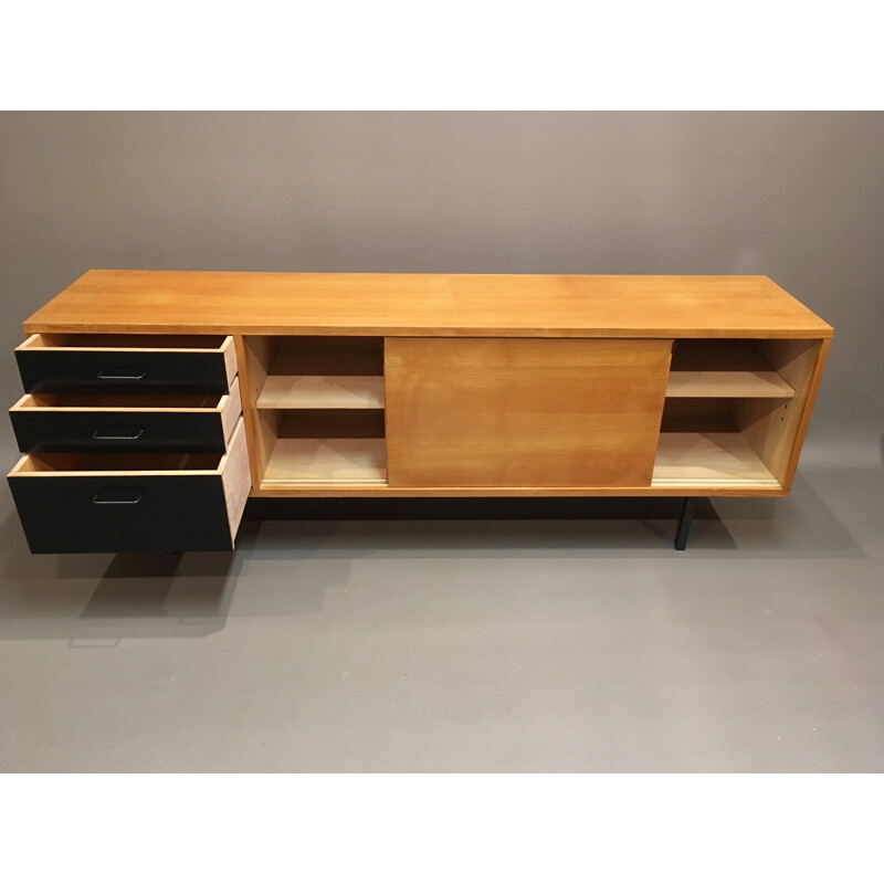 Mid-century sideboard in oak and metal - 1950s