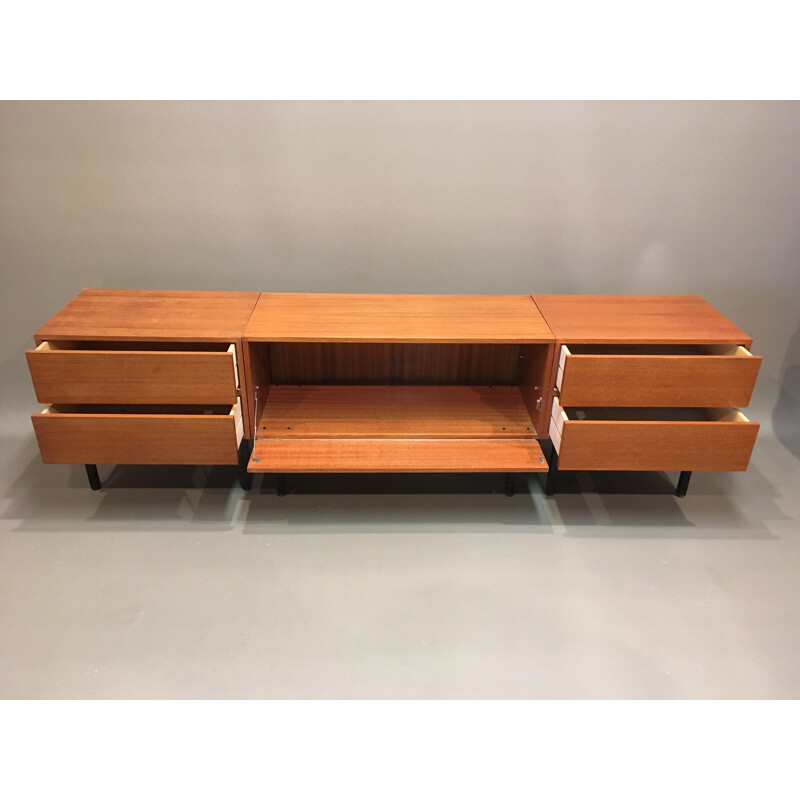 Modular sideboard in teak and metal - 1950s