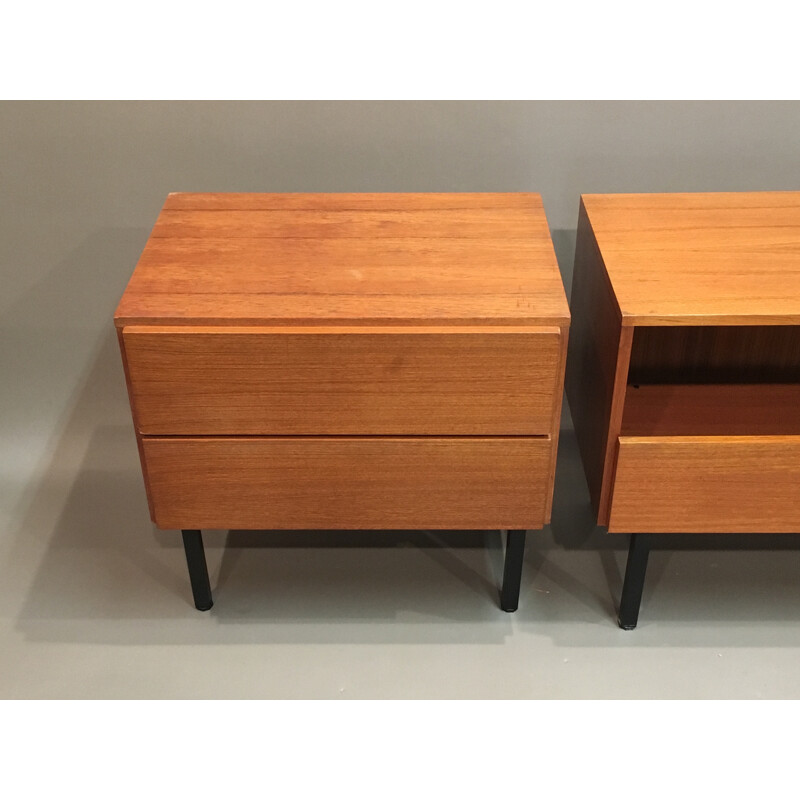 Modular sideboard in teak and metal - 1950s