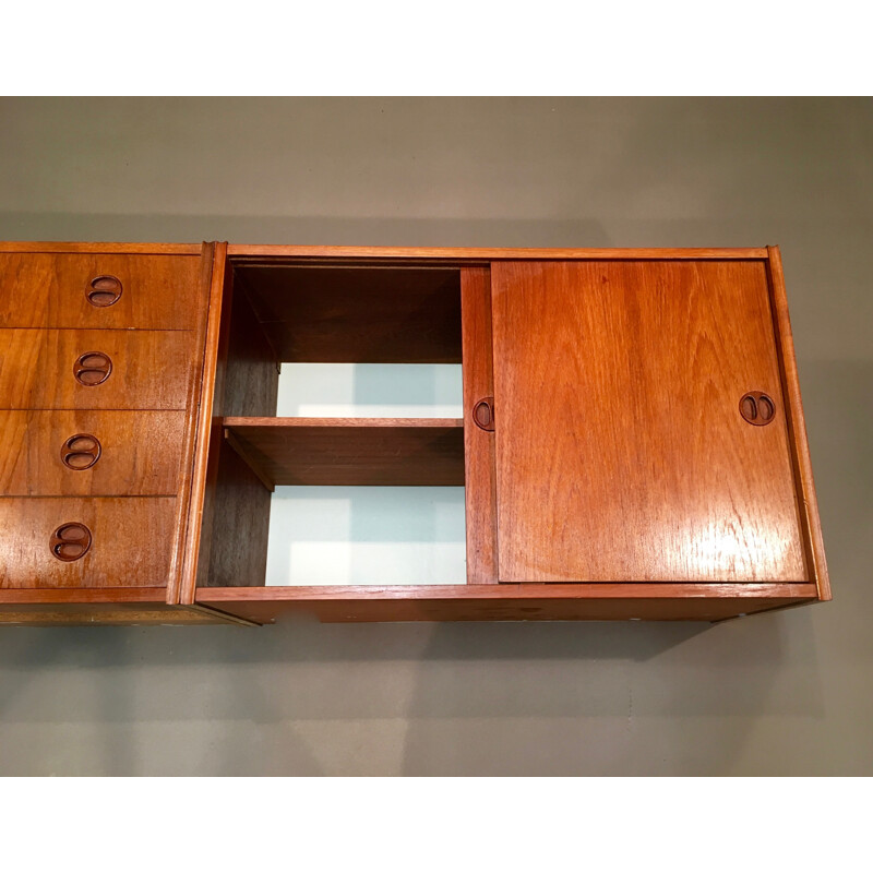 Mid-century teak wall sideboard - 1950s