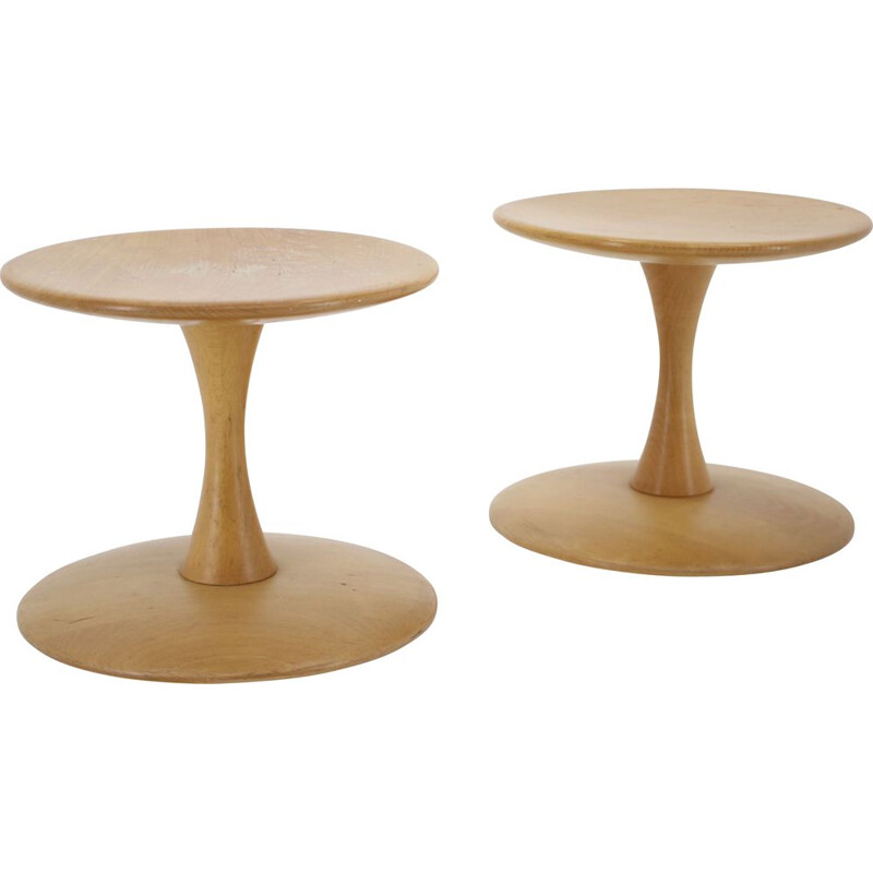 Pair of vintage beechwood stools by Nanna Ditzel for Kolds Savværk, Denmark 1960