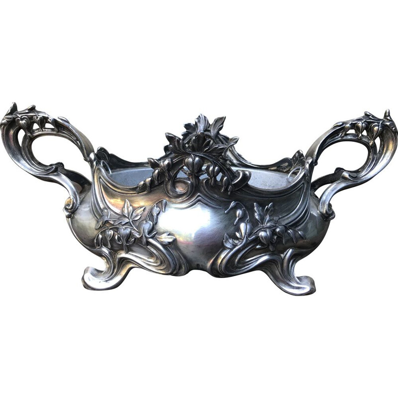 Vintage Art Nouveau silver-plated planter, 1900