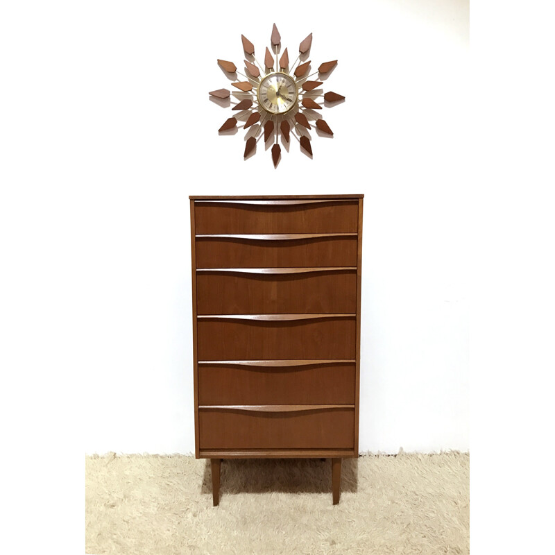 Tall Austinsuite chest of drawers in teak wood - 1960s