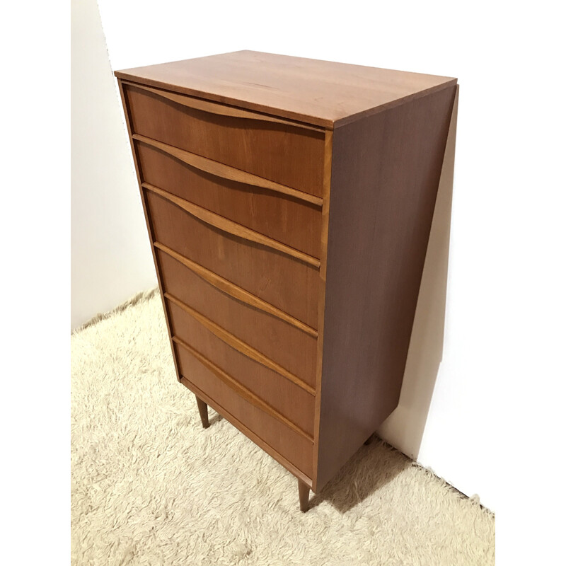 Tall Austinsuite chest of drawers in teak wood - 1960s