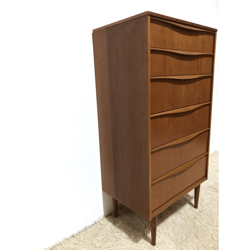 Tall Austinsuite chest of drawers in teak wood - 1960s