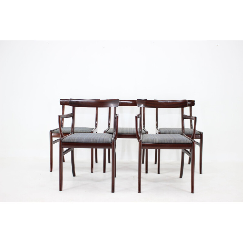 Set van 5 vintage Rungstedlund mahonie stoelen door Ole Wanscher, Denemarken 1950