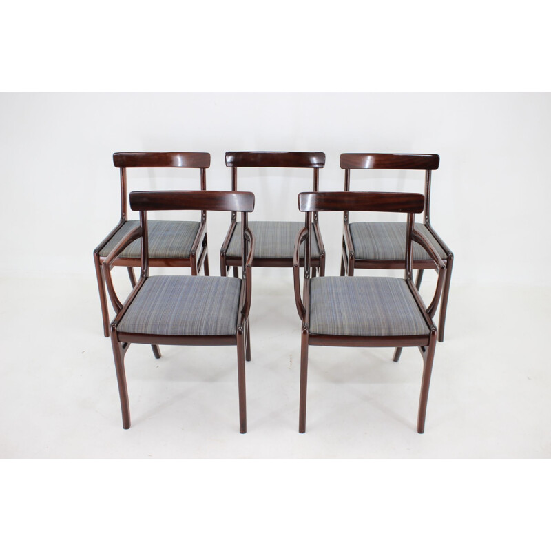 Set of 5 vintage Rungstedlund chairs in mahogany by Ole Wanscher, Denmark 1950s