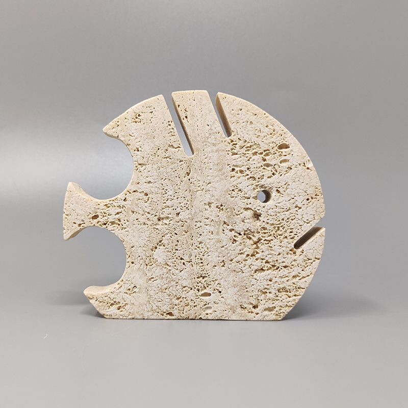 Vintage travertine fish sculpture by Enzo Mari for F.lli Mannelli, 1970s