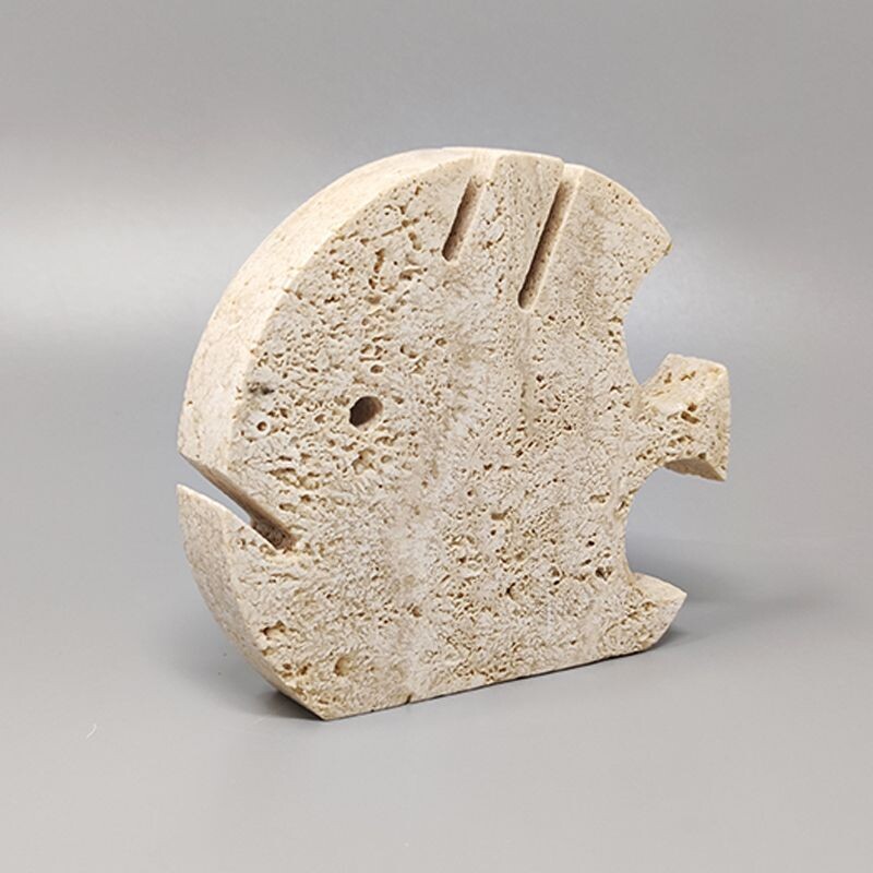 Vintage travertine fish sculpture by Enzo Mari for F.lli Mannelli, 1970s