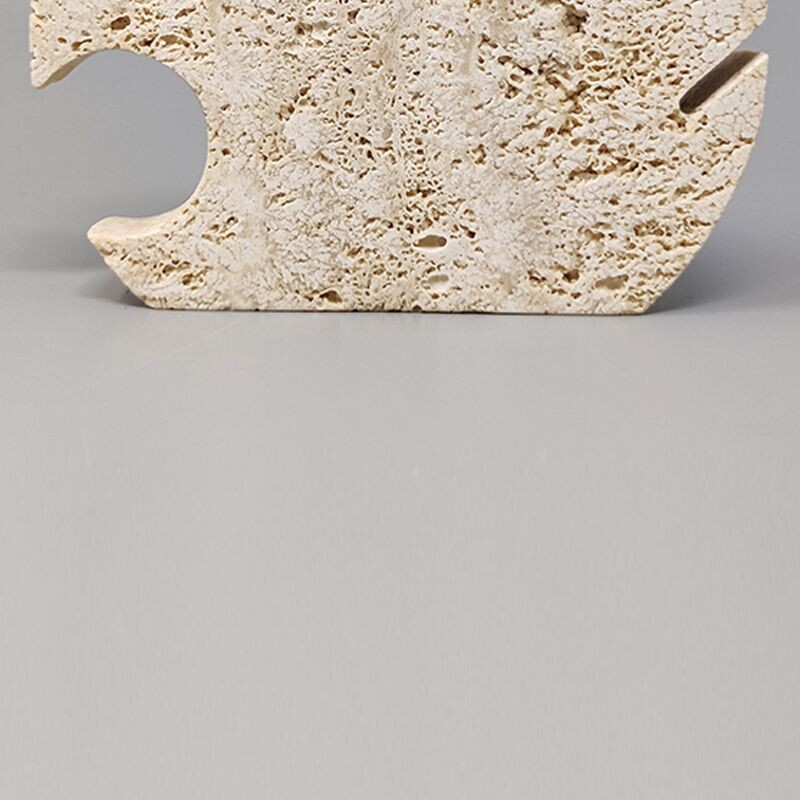 Vintage travertine fish sculpture by Enzo Mari for F.lli Mannelli, 1970s