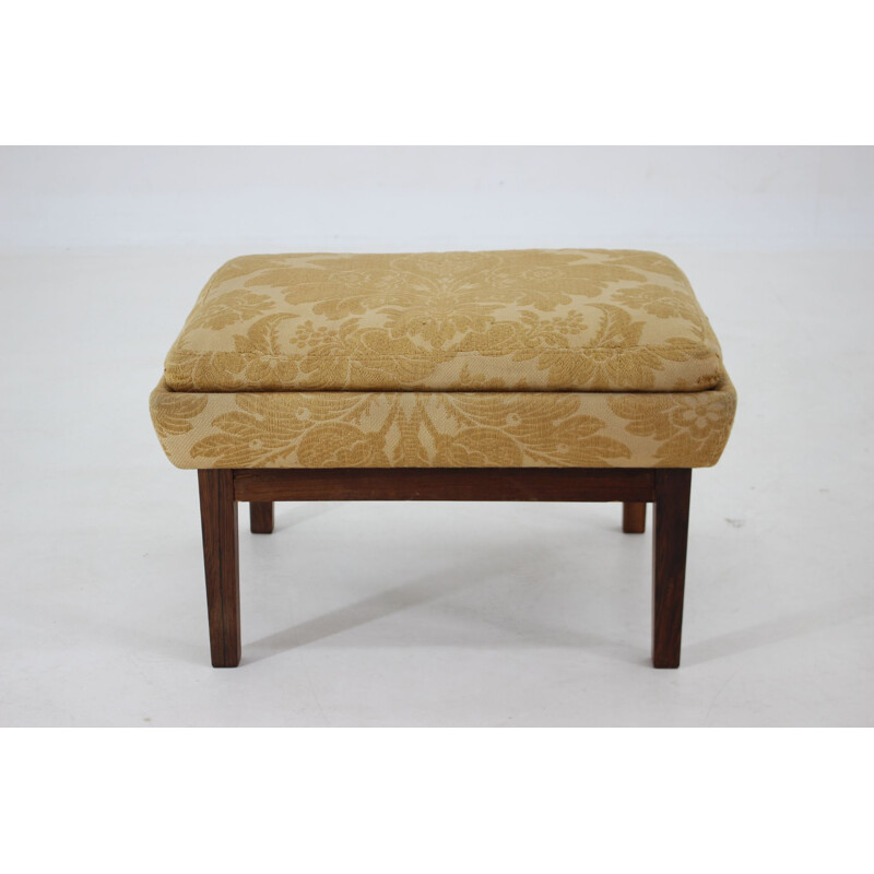 Vintage rosewood and fabric stool, Denmark 1960s