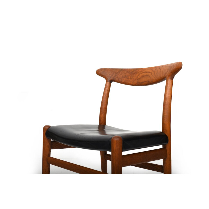 Juego de 6 sillas vintage W2 de Hans J. Wegner para C.M.Madsen, Dinamarca 1950