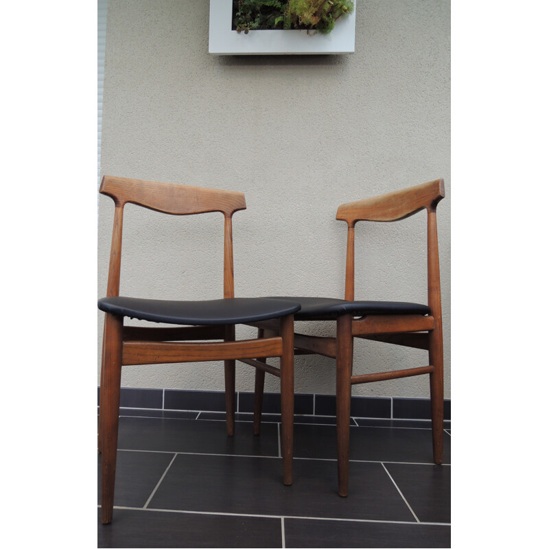 Set of 3 Scandinavian re-upholstered chairs - 1960s