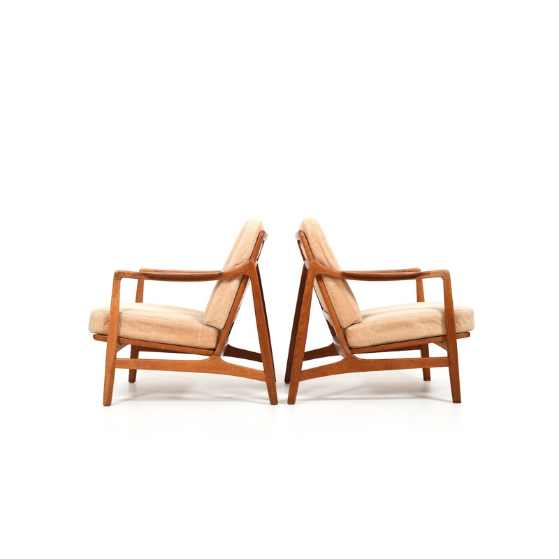 Vintage teak and oakwood living room set by Tove & Edward Kindt-Larsen, Denmark 1950s