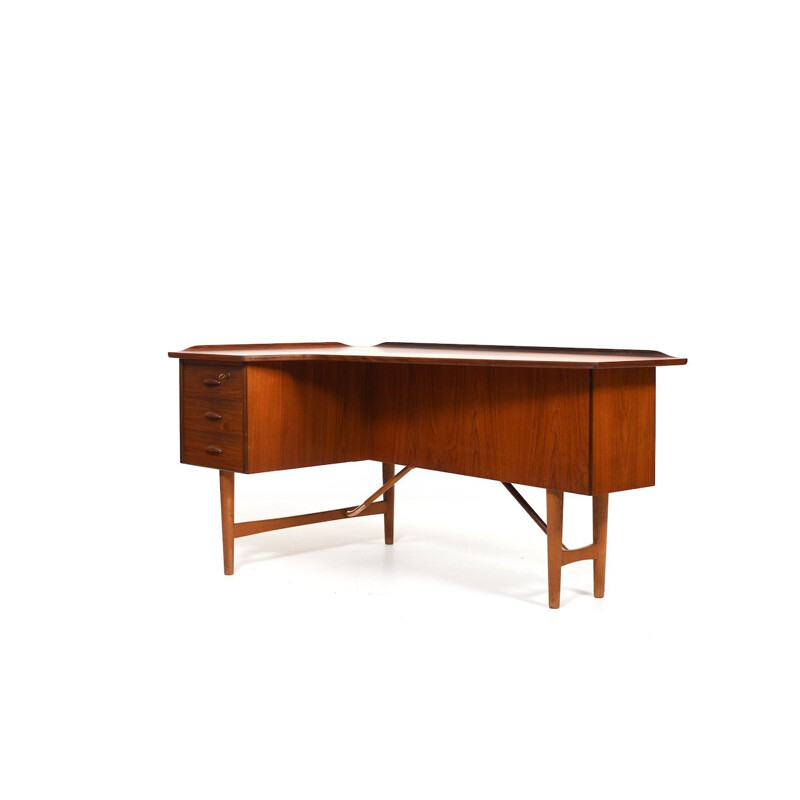 Vintage teak and oak boomerang desk by Peter Løvig Nielsen