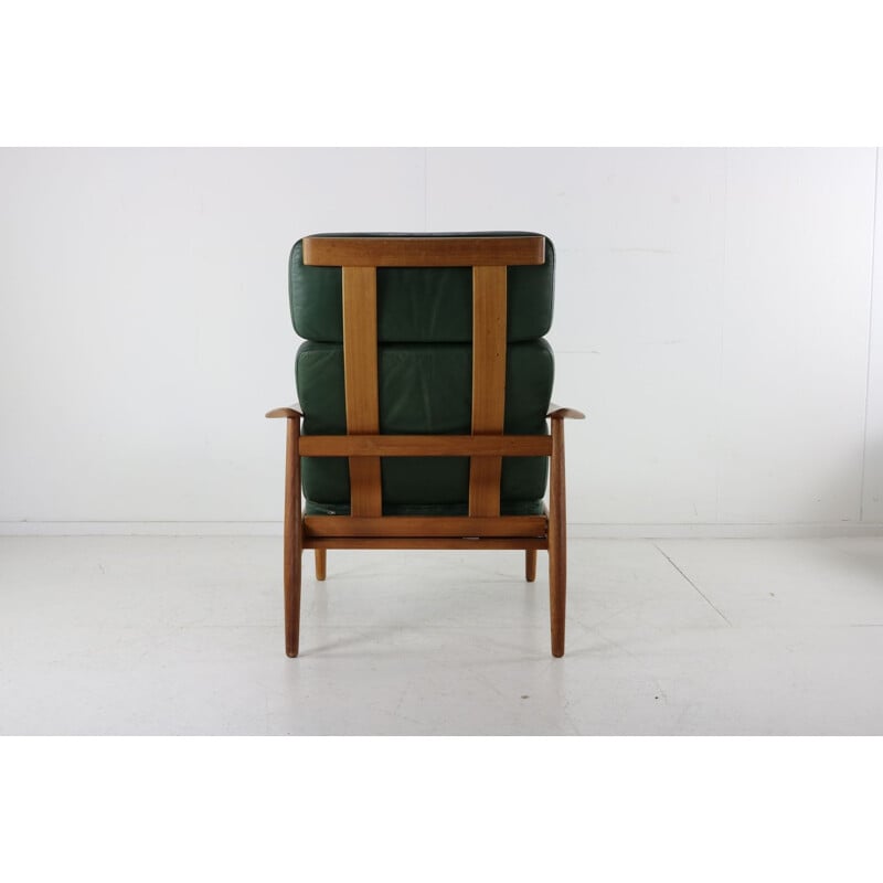 Fauteuil vintage en cuir vert par Arne Vodder pour France & Son, Danemark