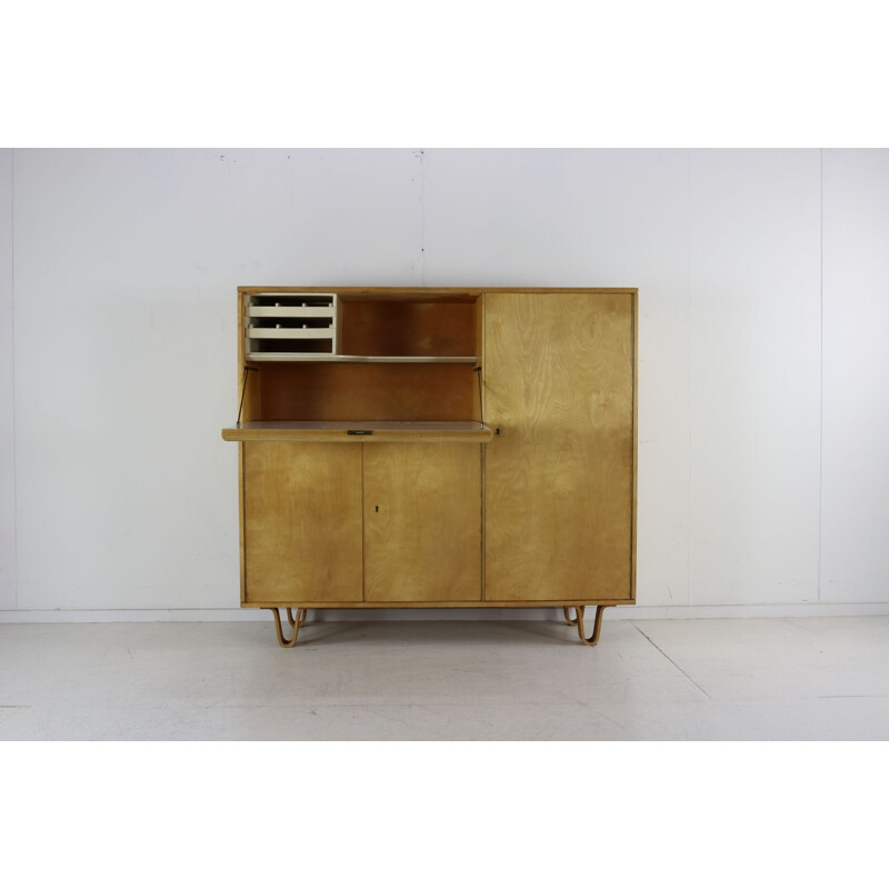 Vintage birch wood secretary CB01 by Cees Braakman for Ums Pastoe, Netherlands 1950