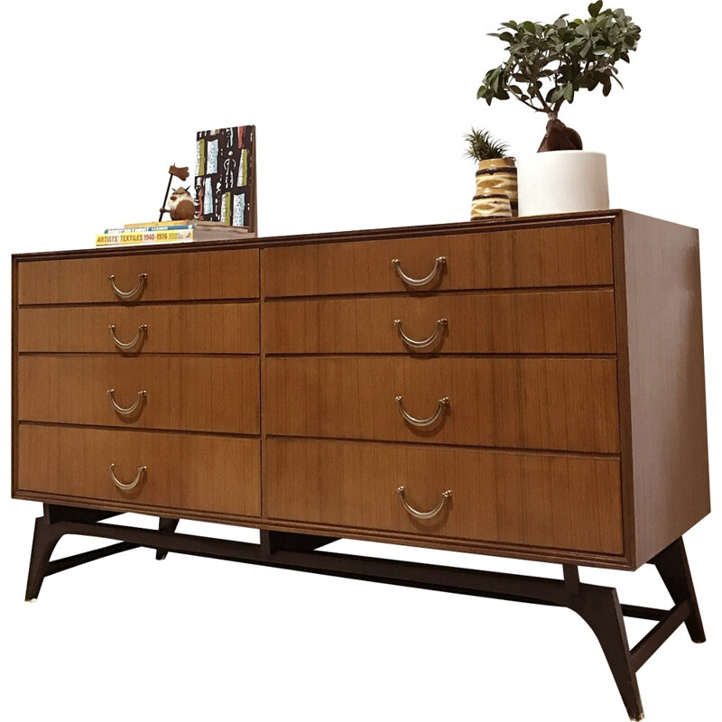 Large Meredew chest of drawers in wood and metal - 1950s