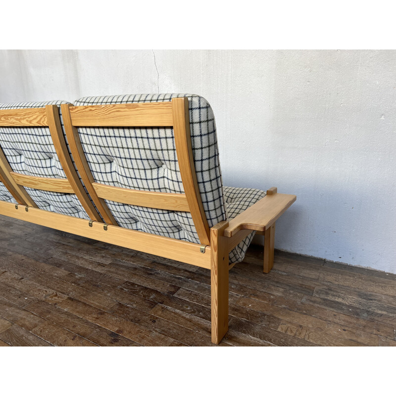 Vintage solid pine 3 seater sofa by Yngve Ekstrom, Sweden 1950s