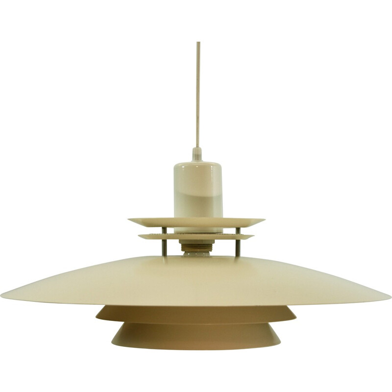 Large Danish pendant in off-white aluminium - 1970s