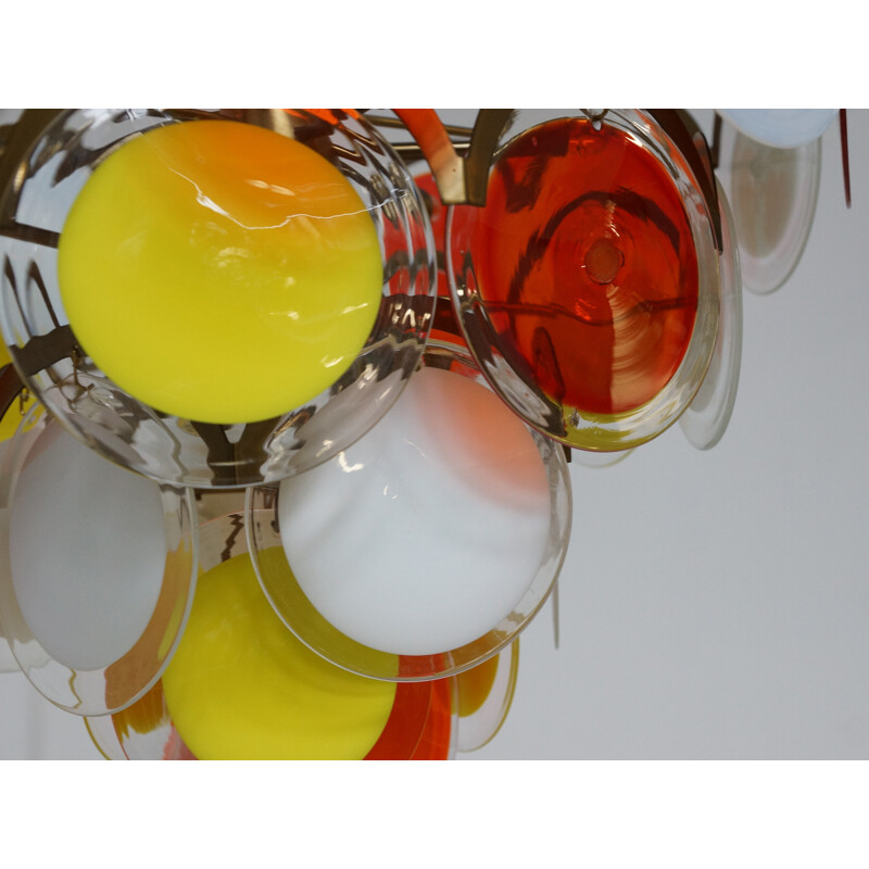 Multicolored Gino Vistosi chandelier in Murano glass - 1970s