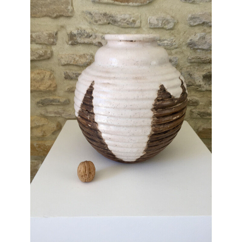 Vaso vintage in ceramica art déco di Louis Dage