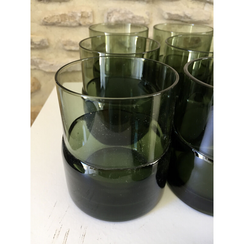 Set of 10 vintage blown glass water glasses, 1970