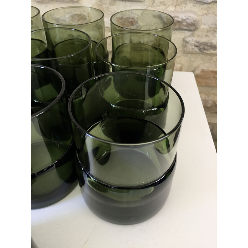 Set of 10 vintage blown glass water glasses, 1970