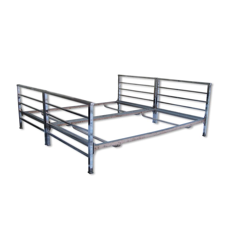 Vintage pair of beds in chromed steel - 1930s