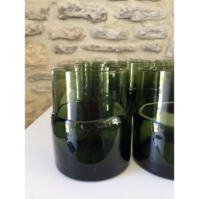 Conjunto de 10 copos de água de vidro soprado vintage, 1970