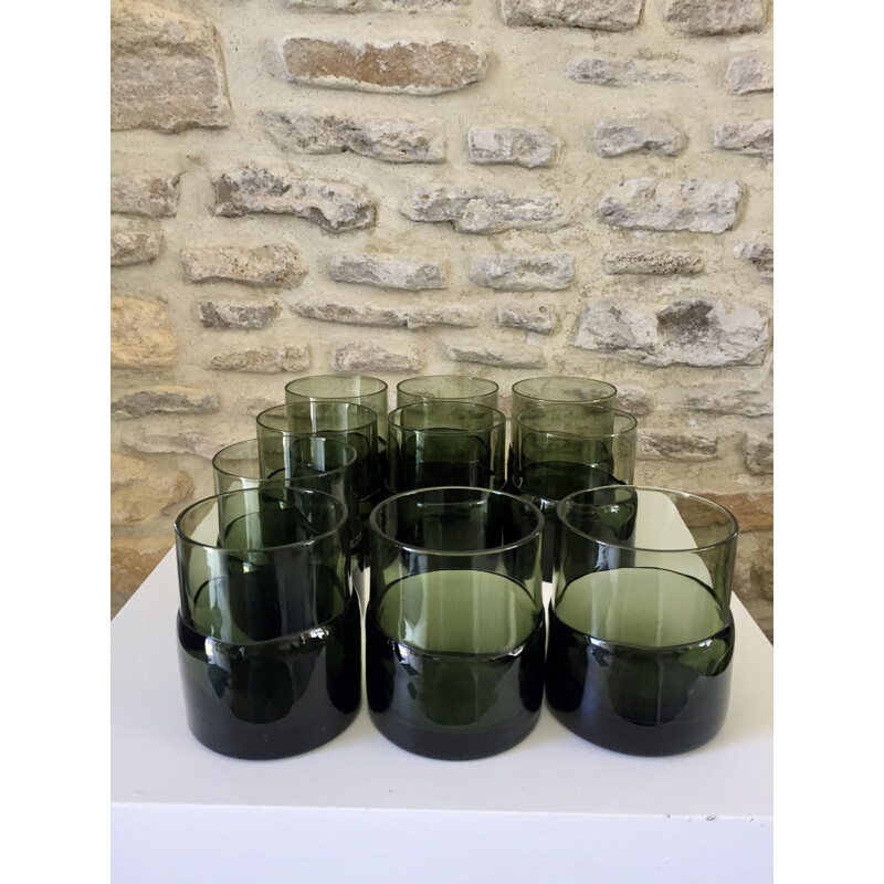 Ensemble de 10 verres à eau vintage en verre soufflé, 1970