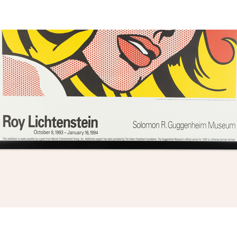Poster vintage "Ragazza con nastro per capelli" con cornice in legno di Roy Lichtenstein, 1993