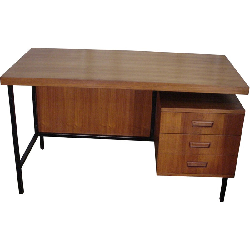 Vintage steel and teak desk - 1970s