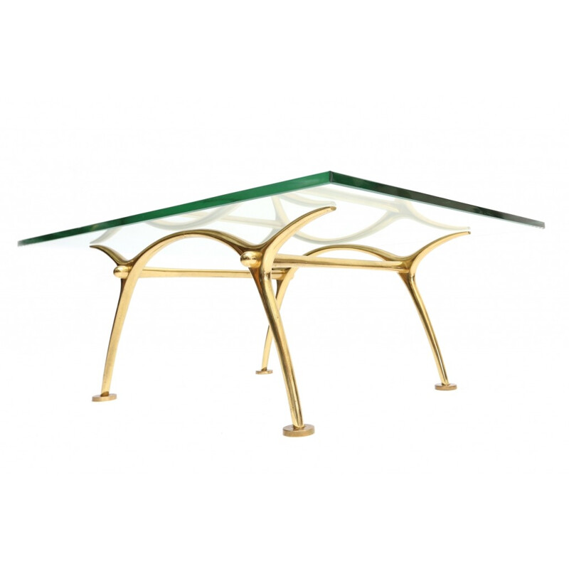 Brass and glass coffee table, KOULOUFI - 1970s