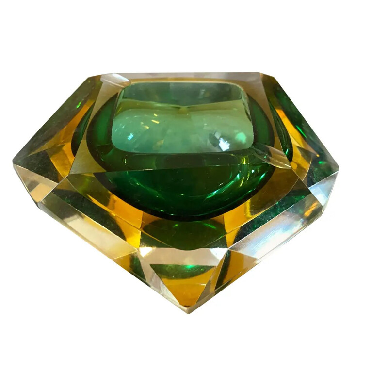 Vintage faceted murano glass ashtray by Seguso, 1970