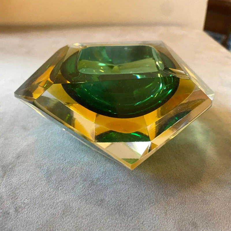 Vintage faceted murano glass ashtray by Seguso, 1970